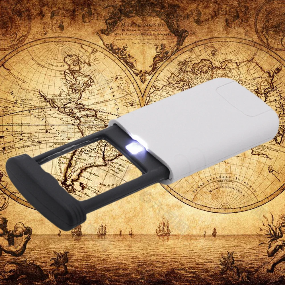 Pull-Out Magnifier Foldable Portable Magnifying Tools Handheld 4x Lighted Magnifying Glass for Reading Jewelry/Antique Appraisal