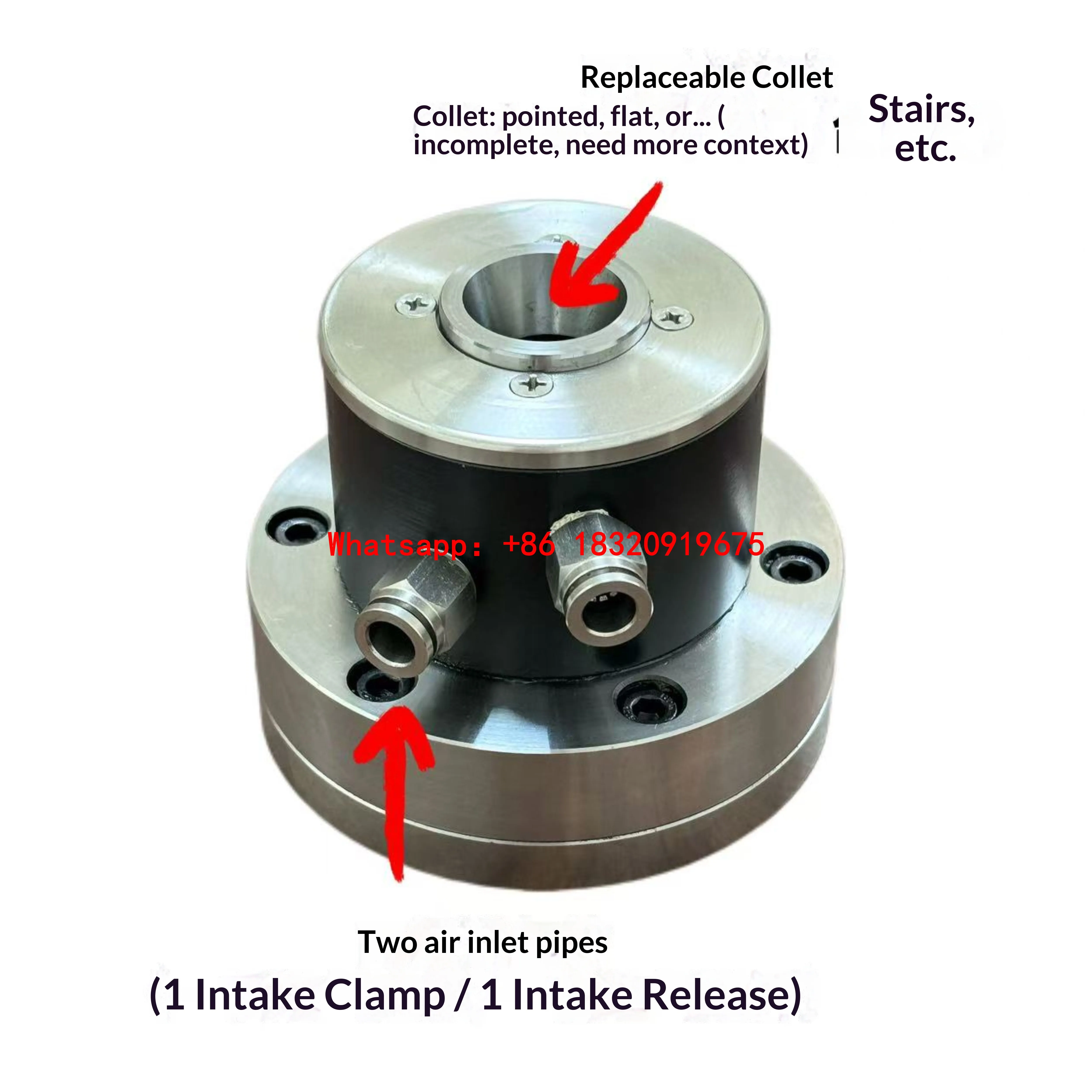 Cyclmotion 15# Hollow Rotary Chuck with Quick-Mount Pneumatic Cylinder – Compact Automated Rotary Pneumatic Collet/Fixture Base