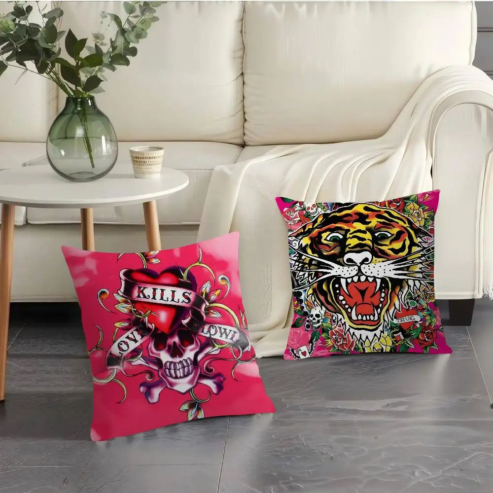 Fashion H-Hardy E-EdS LOGO Double-sided Printed pillow cover Short plush Suitable living rooms bedrooms sofa throw cushion cover