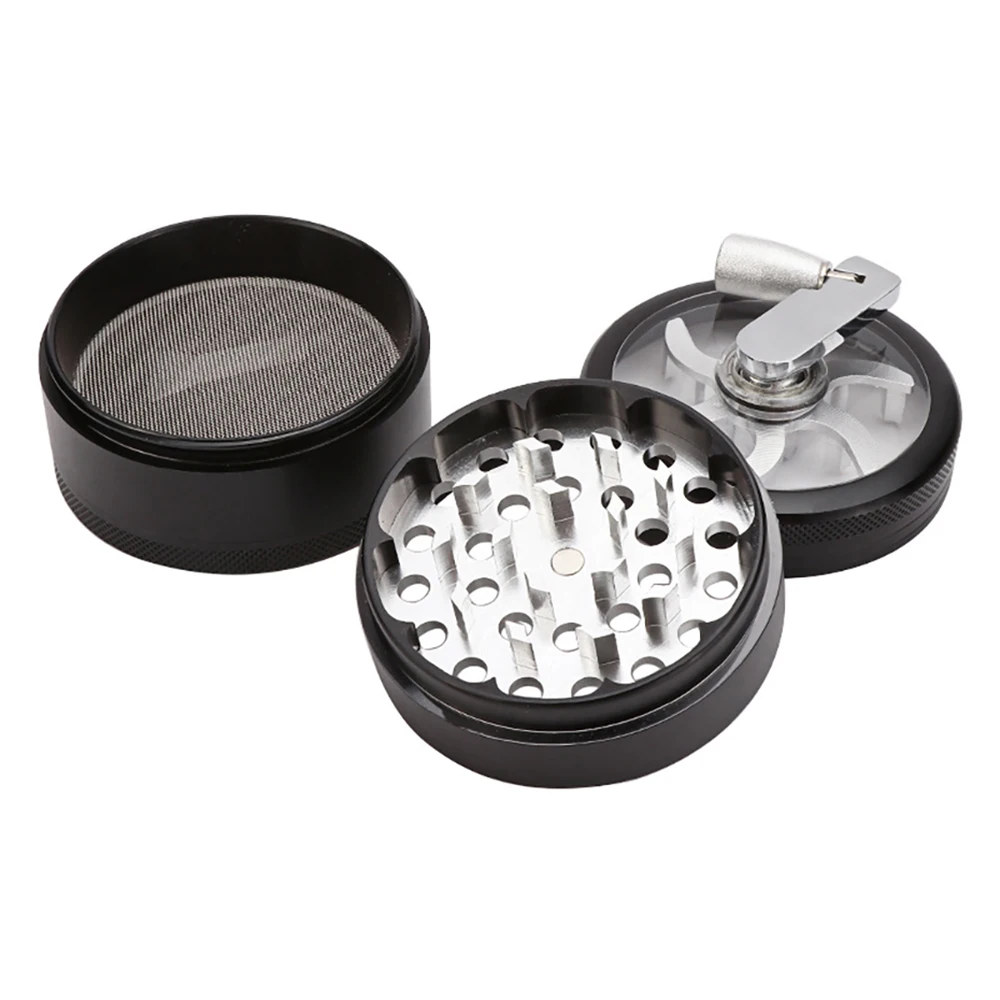 63mm Al Alloy Handle-Type Herb Grinder Herb-medicine Mills 4-layers Spice Kibbler Smoking Accessories for Smoker Holiday Gifts