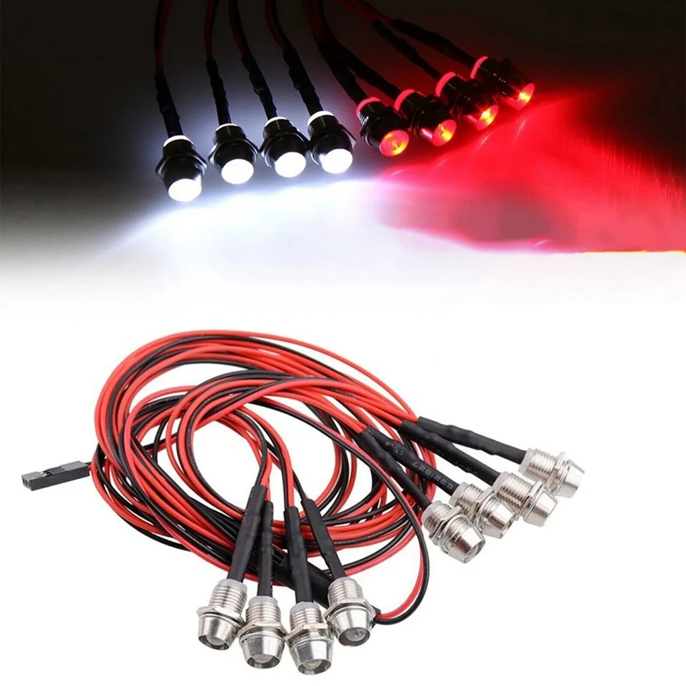 

RC On-Road Car LED Night 5mm White And 3mm Red Headlamps 4 LED Light Kits For Rc Model Car Truck