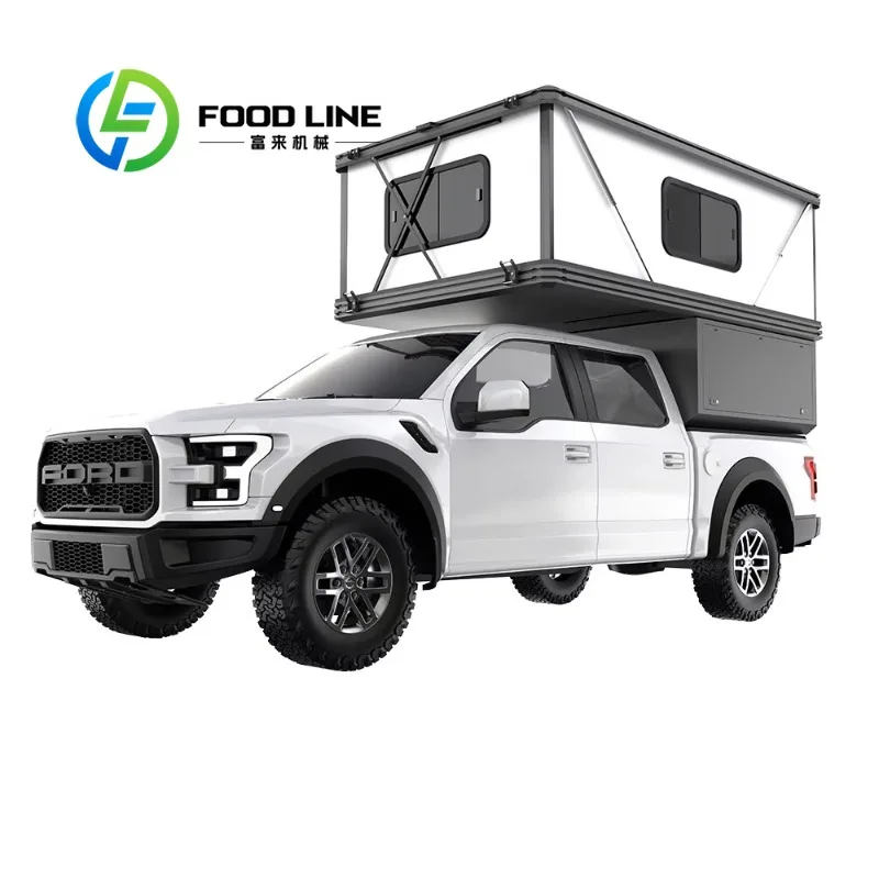 Truck Bed Pop Up Camper Reinforced Hinge Structure Foldable Roof For Long Distance Self‑Driving Trip, Truck Camper Cabin