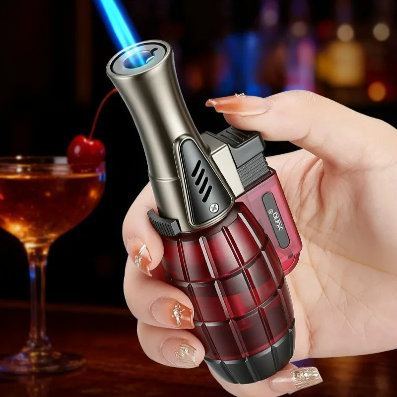 

2026 Creative Straight Windproof Lighter, Colorful Transparent Grenade Shaped Lighter, Compact and Portable Household Igniter