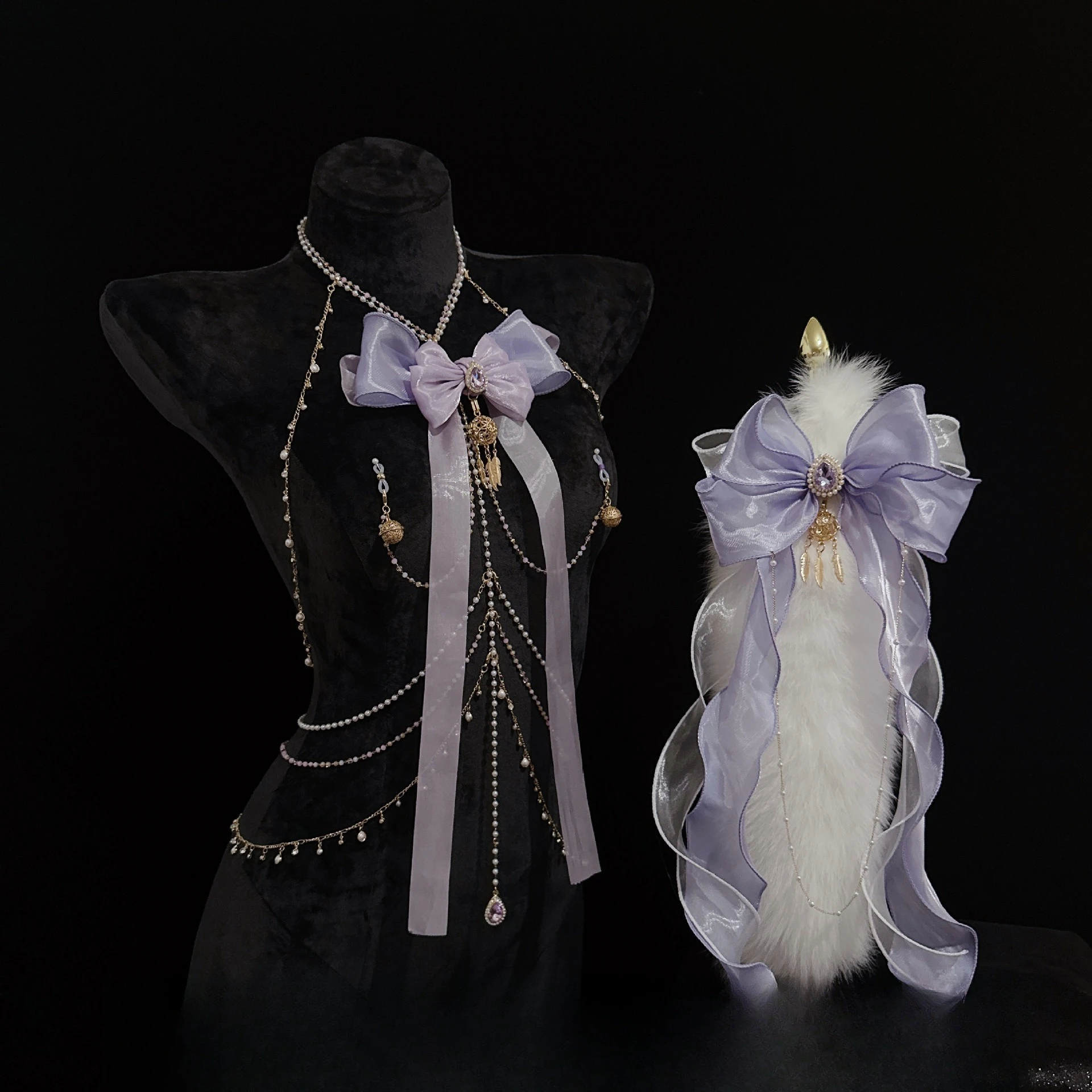 بيرليسسينت القوس كليب للحلمات والمهبل الفراء الحقيقي الذيل المكونات الشرج طوق متكاملة مثير اكسسوارات SM إغاظة ألعاب جنسية #2