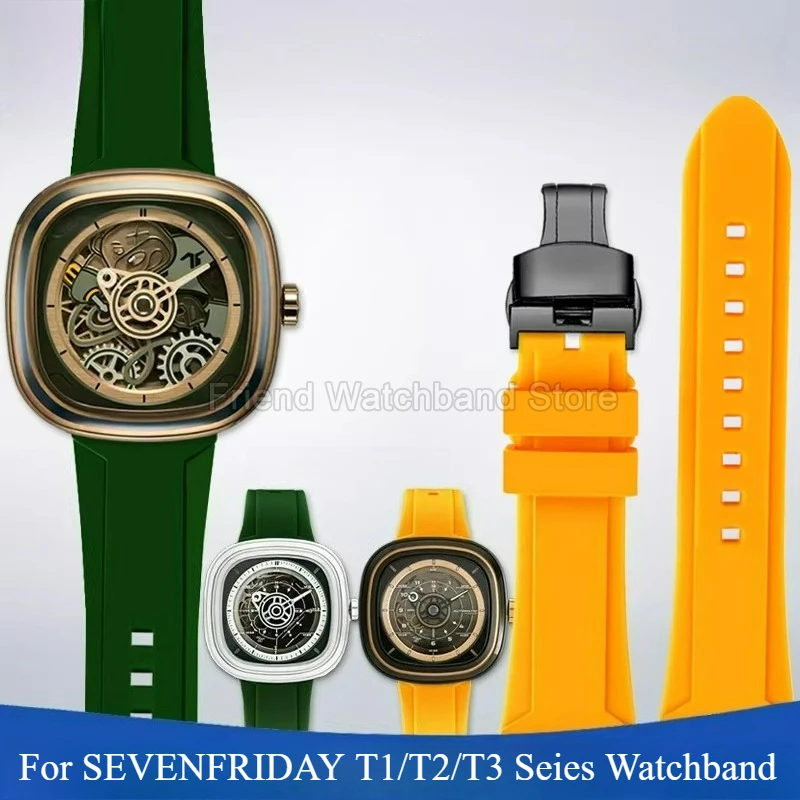 Accessoires de montre anti-âge, résistants aux déchirures, pour SEVENFRIDAY T1/T2/T3 20 22 26mm, noir, bleu, orange, boucle à aiguille, ajustement doux au poignet