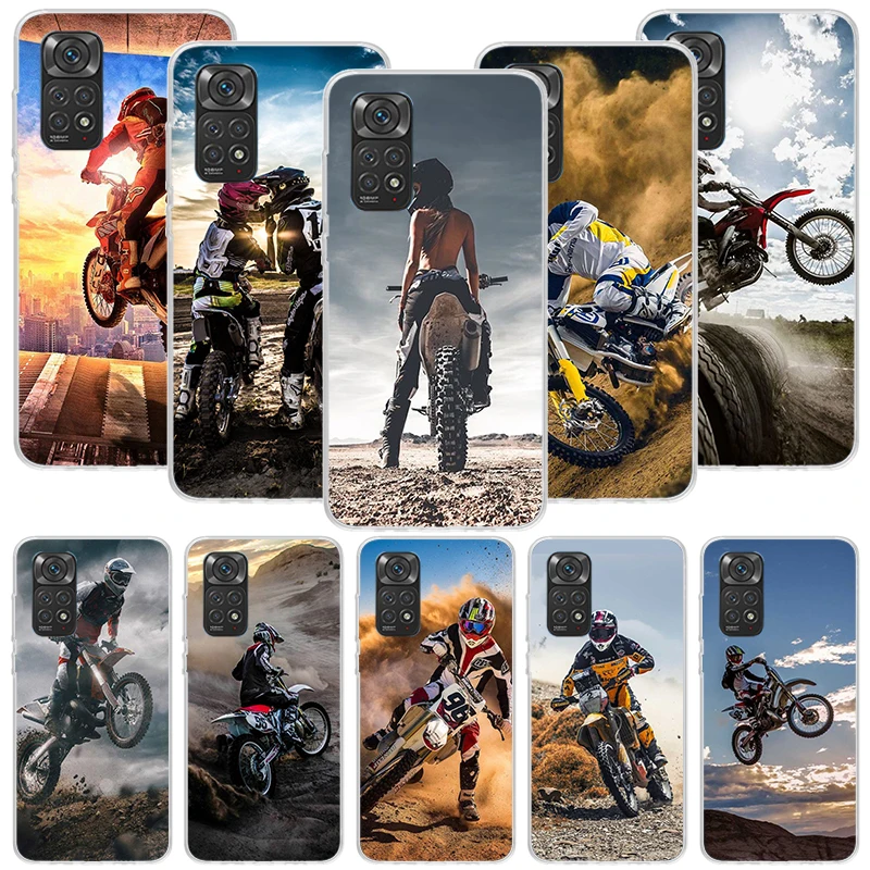 Motocross Motorcycle Dirt Bikes Phone Case For Xiaomi Redmi Note 13 14 15 Pro Plus 12S 12 14S 11S 11E 10 10S 11 11T 5G 4G Cover 