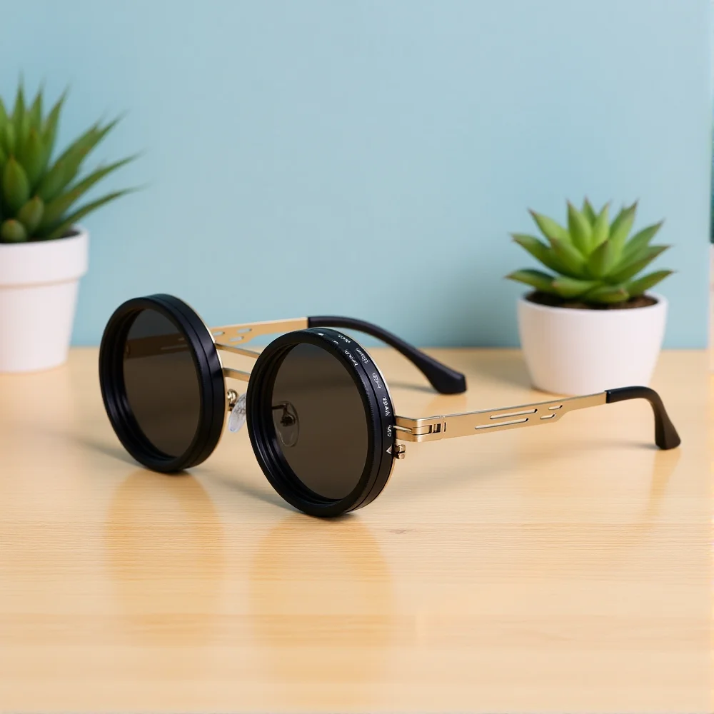 

ND9 Adjustable Dimming Sun Glasses Polarized Round Sunglasses Men Women Retro Punk Eyeglasses Outdoor Shades UV400 Glasses