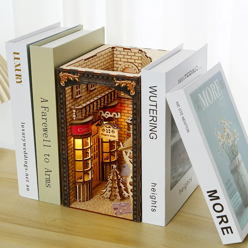 DIY Booknook Kit Eternal Bookstore 3D Wooden Puzzle Bookshelf with light Magic Building Model Toys for Adult Home Decor