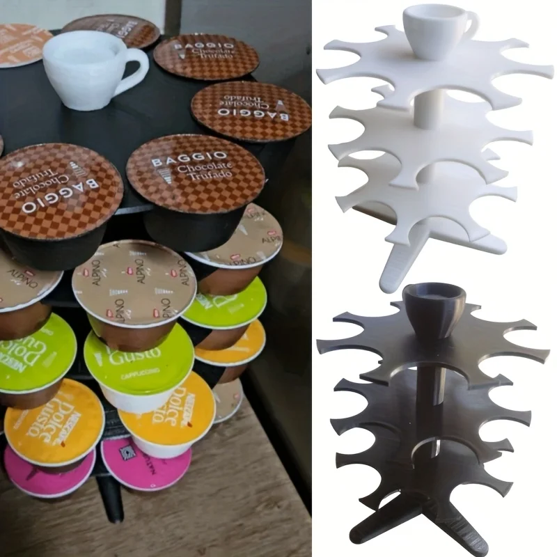 Rotating 3-Tier Coffee Capsule Holder Organizer for 24 Pods - Space-Saving Countertop Rack with Easy Assembly