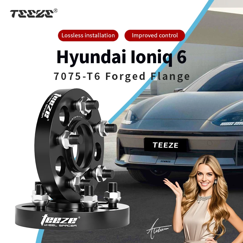 

Teeze 2/4 шт. 5x114,3 CB 67,1 M12 x 1,5, центральная черная кованая прокладка колеса для Hyundai Ioniq 6, фланцевая пластина 15/20/25/30/35 мм