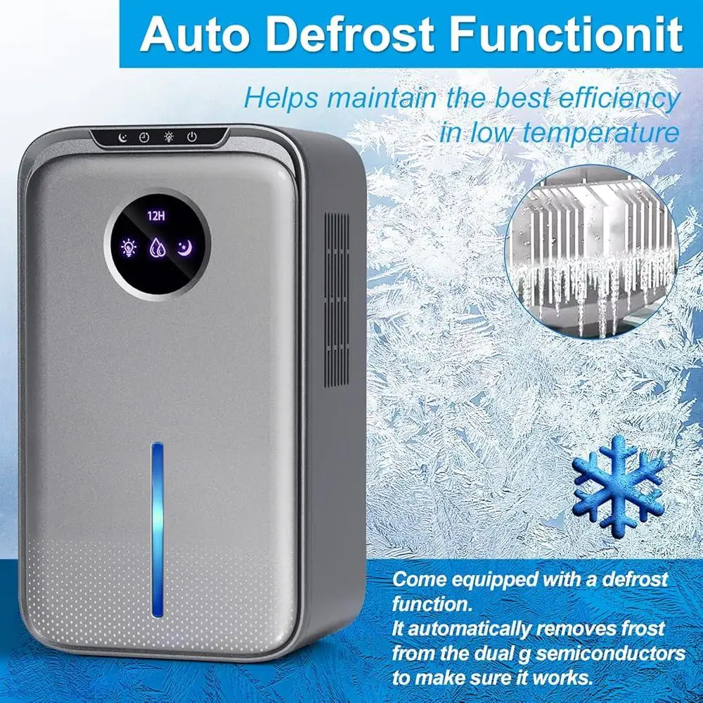 Compact Dehumidifier 95OZ Home Use Quiet Automatic Defrost Drain Hose Indoor Dehumidifier Bathroom Bedroom Efficient Moisture