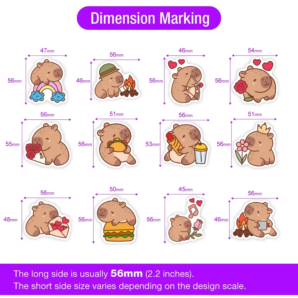 Funny Cute Cartoon Capybara Stickers Kids DIY Toys Gift Decorative Decal for Scrapbook Junk Journals Laptop Luggage Waterproof - Image 3