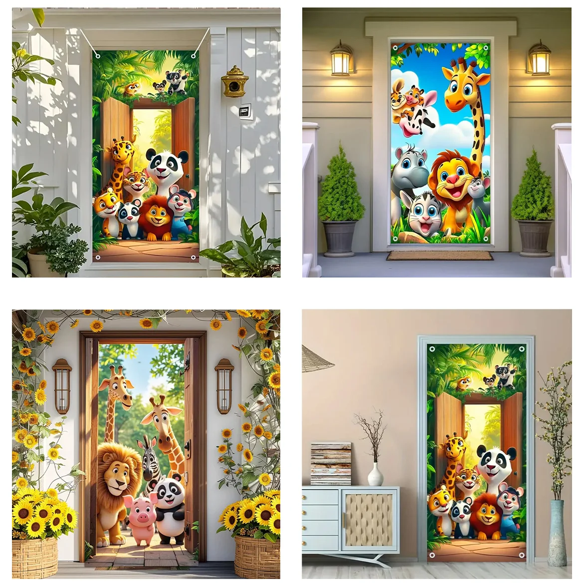 

Safari Jungle Animal Photography Backdrop 1st Birthday Boy Girl Newborn Baby Shower Custom Background for Versatile Hanging
