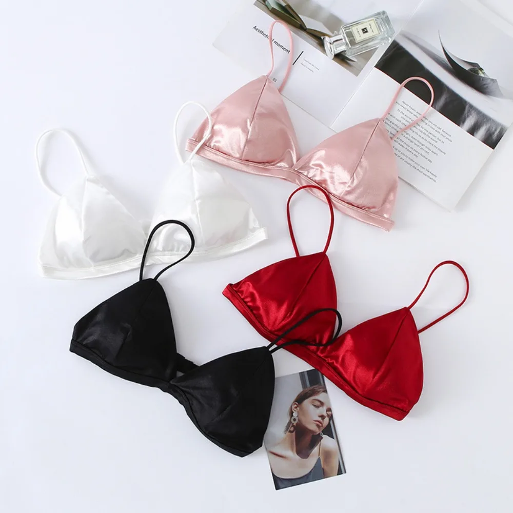 Top Seamless Deep V-shape Beauty Back Women Bras Satin Bra Push Up Bralette