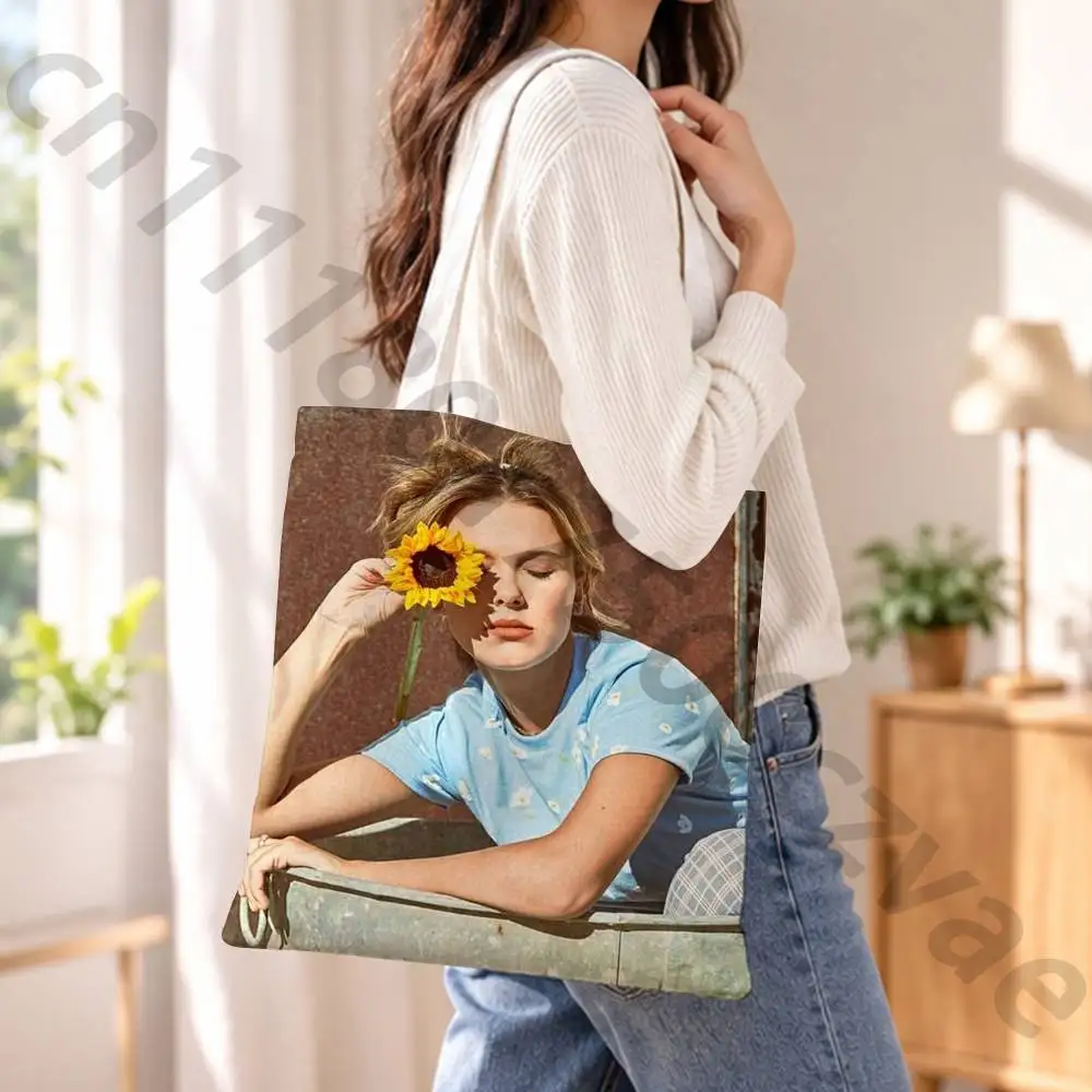 Millie Bobby Brown Reusable Fashionable Backpack Multifunctional Handbag Canvas Shopping Bag
