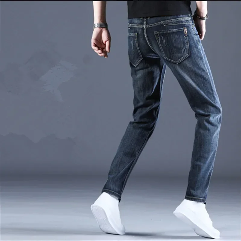 2023 klassische Männer Casual Mid-Rise Gerade Denim Jeans Lange Hosen Bequeme Hosen Lose Fit Neue Marke Menswear Mann der Jeans