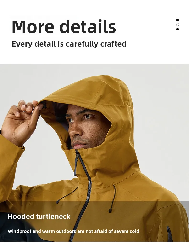 Herbst- und Winter-Hardshell-Windbreaker Winddichte Regenfeste Atmungsaktive Outdoor-Wander- und Bergsteiger-Skijacke mit Kapuze – Detail 13
