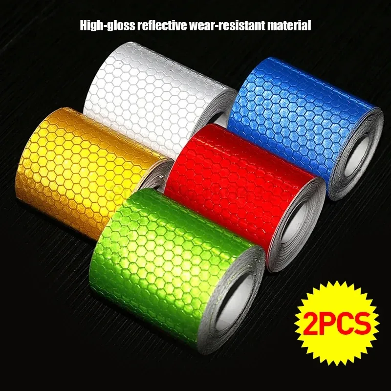 Fita Refletiva Adesiva 5cmx3m, Filme Refletor para Carro, Adesivo de Segurança de Tráfego com Borda em Cristal de Favo de Mel