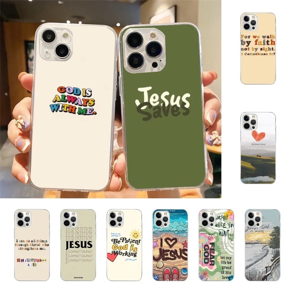 Verse Of The Christian Bible Jesus Phone Case For Iphone 15 11 13 14 Pro Max 7 8Plus X Xr Xs Max Se2020 12mini Transparent Cover