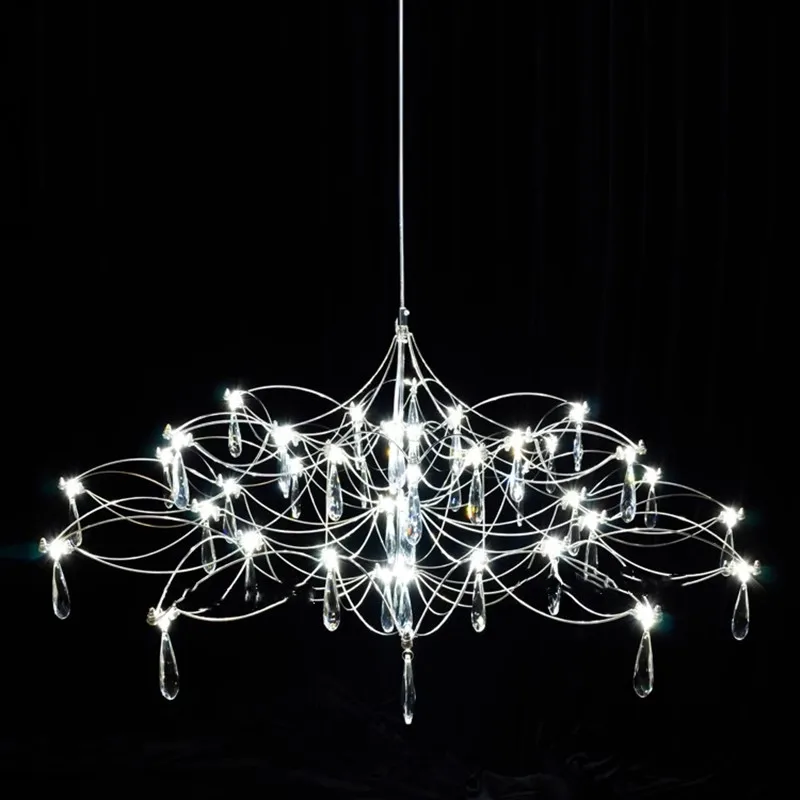 

Italian style light luxury starry sky restaurant pendant light flat commodity house stainless steel crystal pendant light