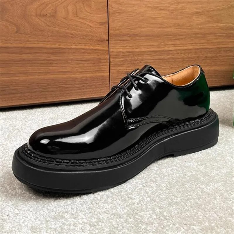 New British Genuine Leather Height Increasing Casual Derby Shoes Men Dress Wedding Fashion Oxfords Male Moccasins Flats