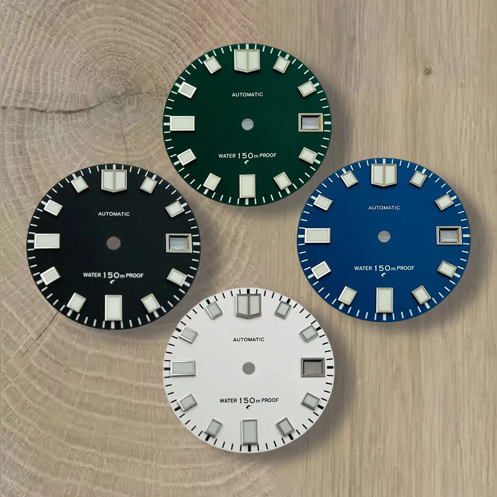 

28.5mm S Logo Matte Dial Fit NH35/NH36/4R/7S Japanese Movement Green Luminous Diving High-Quality Watch Modification Accessories