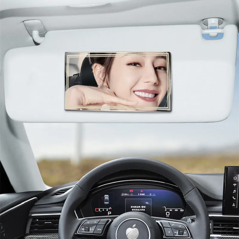 Car sun visor inner mirror Stainless steel interior decorative mirror shatter-proof mirror Car sun visor vanity mirror