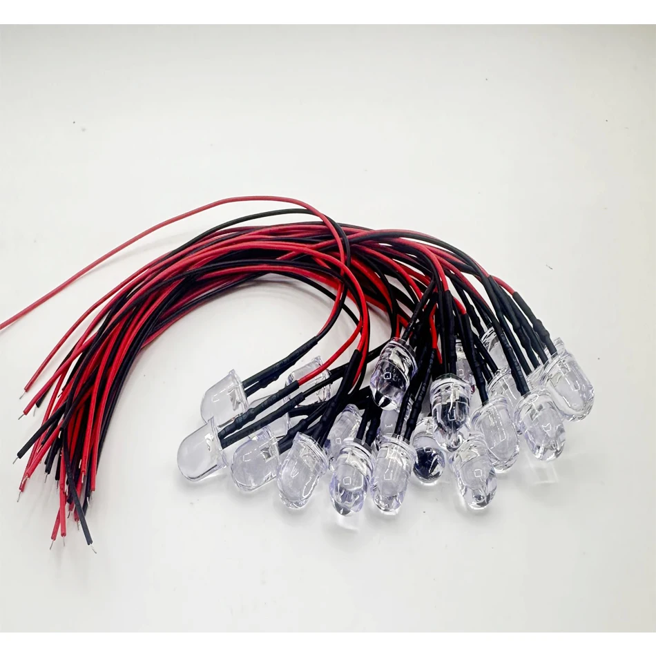 

10-50Pcs DC 9V-24V 10mm Pre-Wired Constant LED Ultra Clear Bulb Cable Prewired Led Lamp Garden Decoration Lighting Lamps