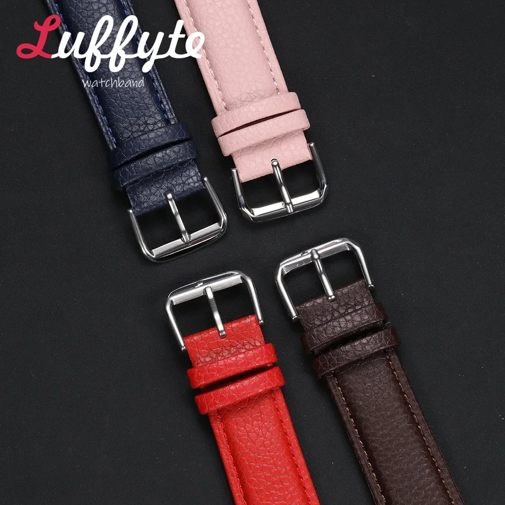 Lichee Pattern Leather Watch Straps for Apple Watch Band 49 46 45 44 42 41 40 38mm Bracelet for IWatch Series 1-10 SE Ultra 2