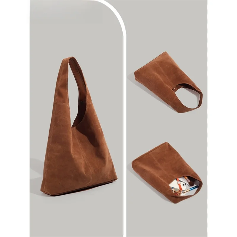 

Commute Suede oulder Bag Women's Versatile Casual Sle Magnetic Bule Closure op Bag ape Soft Leather Handbag