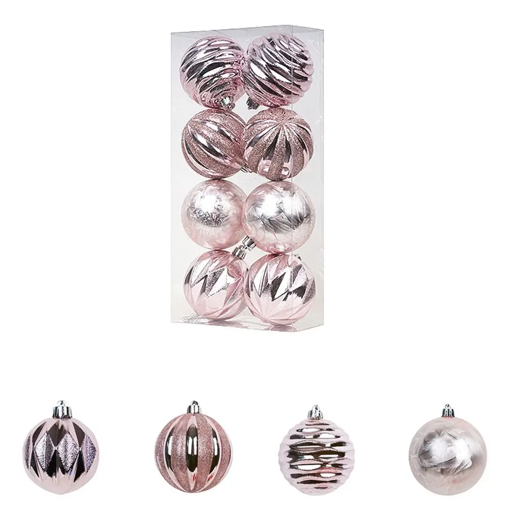 8pcs 8CM Christmas Balls Pendant Set Shatterproof Painted Electroplated Hanging Balls Reusable Elegant Xmas Tree Ornaments