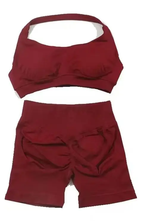 Gym Set Women Backless Tank Tops High Waist Scrunch Seamless Shorts Gym Suit Fitness Clothes Activewear Workout Sets
