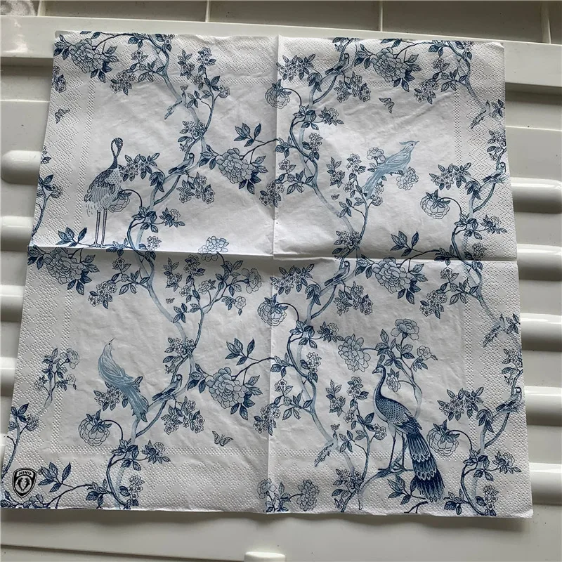 Decoupage wedding birthday party Napkin paper elegant tissue blue striped  vintage beautiful serviettes home square decor 3ply