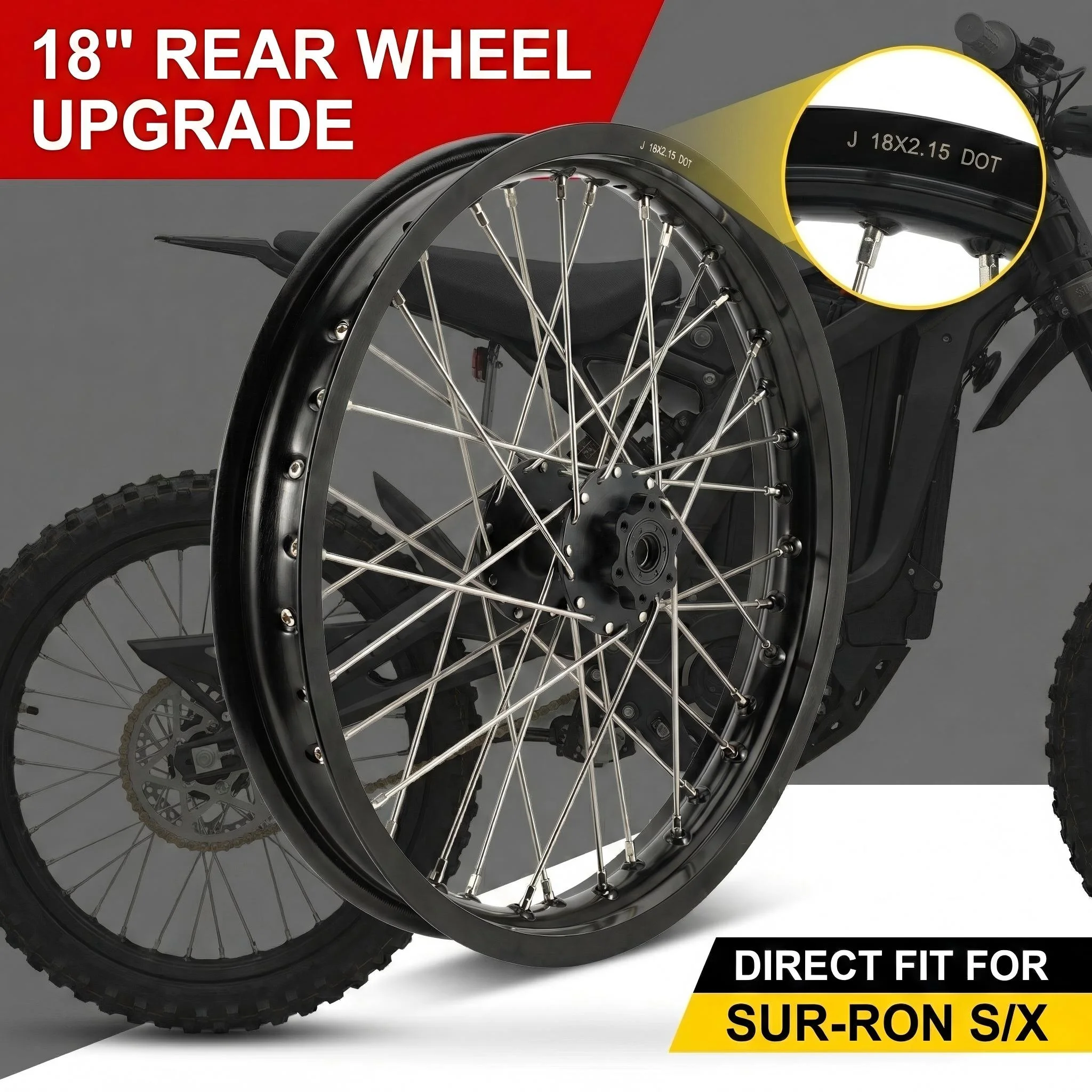 Wholesale 6061 Aluminum Motorcycle Wheel Assembly Custom Dirt Bike Spoked Rim Upgrades for Sur-Ron Light Bee S X