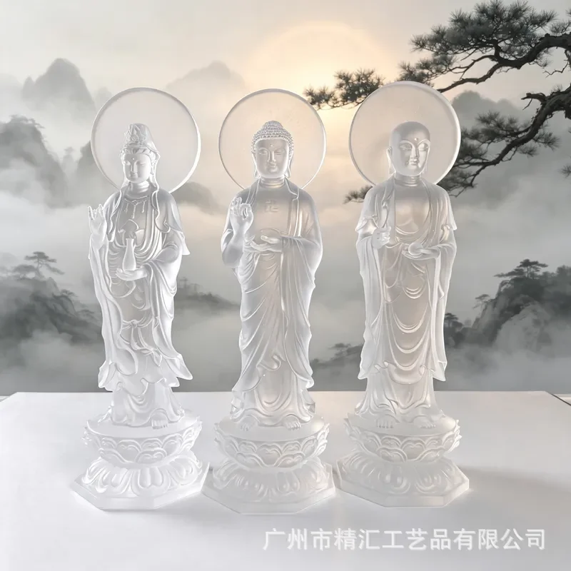 Antique Glazed Buddha Statue Amitabha Guanyin Ksitigarbha Bodhisattva Home Decor Feng Shui Ornament Religious Art Gift