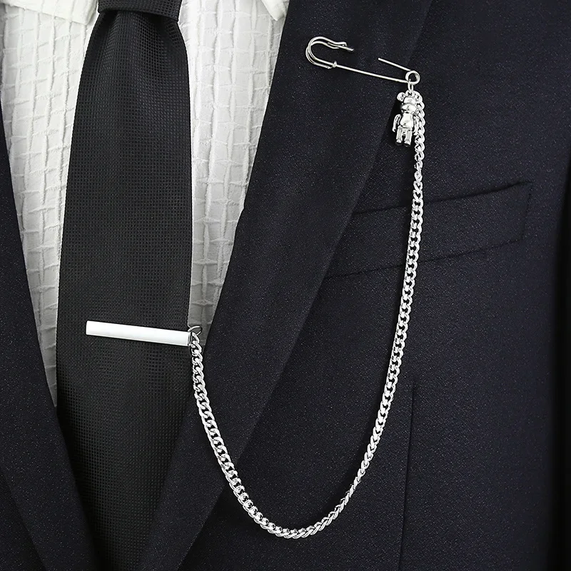 Men's Long Chain Tie Clip Brooch Fashion Personality Mens Party Suit Dress  Shirt Ties Accessories Gift Chains Necktie Clips Pins - AliExpress 36