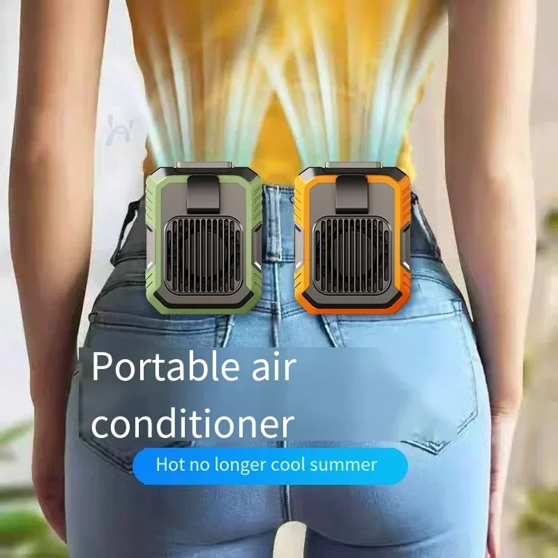 Absorbing Outdoor Waist Fan: Polymer Battery - Equipped. Features Bladeless Hanging Neck Fan and USB Portable Power Bank