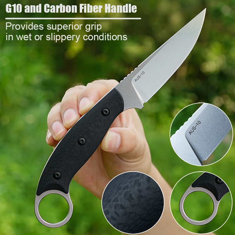 

Fixed Knife Carbon Fiber Handle sharp VG10 Steel Tactical Survive Hunting Outdoor Kitchen Camping Hiking EDC Tool Portable Knive
