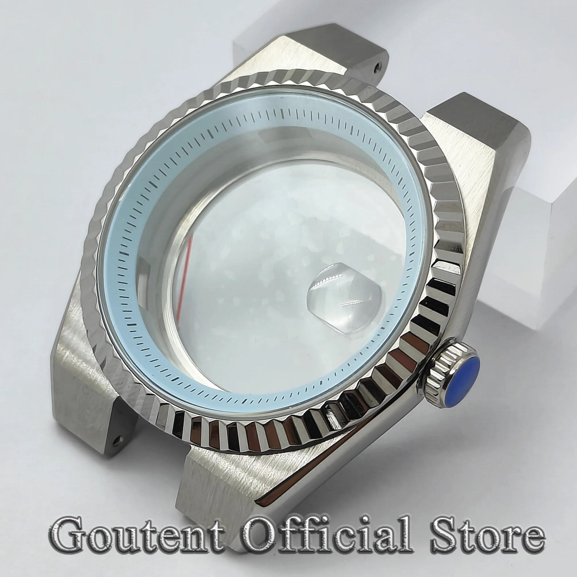 

Goutent new 40mm design silver case sapphire glass is suitable for NH35N36miyota 8215 821a movement.