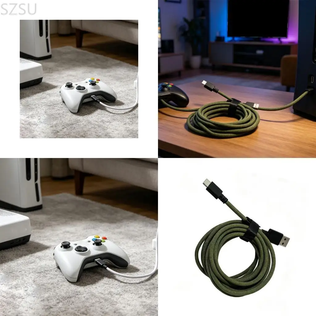 SZSU Fast Charging USB C Cable For Selected Game Controller Sturdy Nylon Build Ensures Long Time Usage