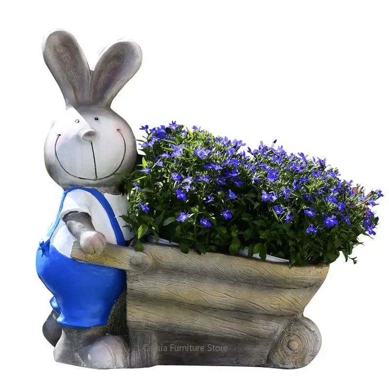 *&s Large Rabbit Flower Pot for Garden, Decorative Animal Planter for Balcony, Cute Figurine Container for Plants
