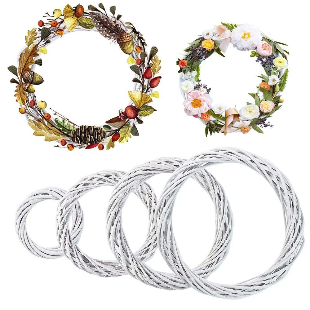 10-30CM White Wicker Wreath Natural Blank Garland Window Door Hanging Rattan DIY Handmade Craft Wedding Xmas Partrty Decorations