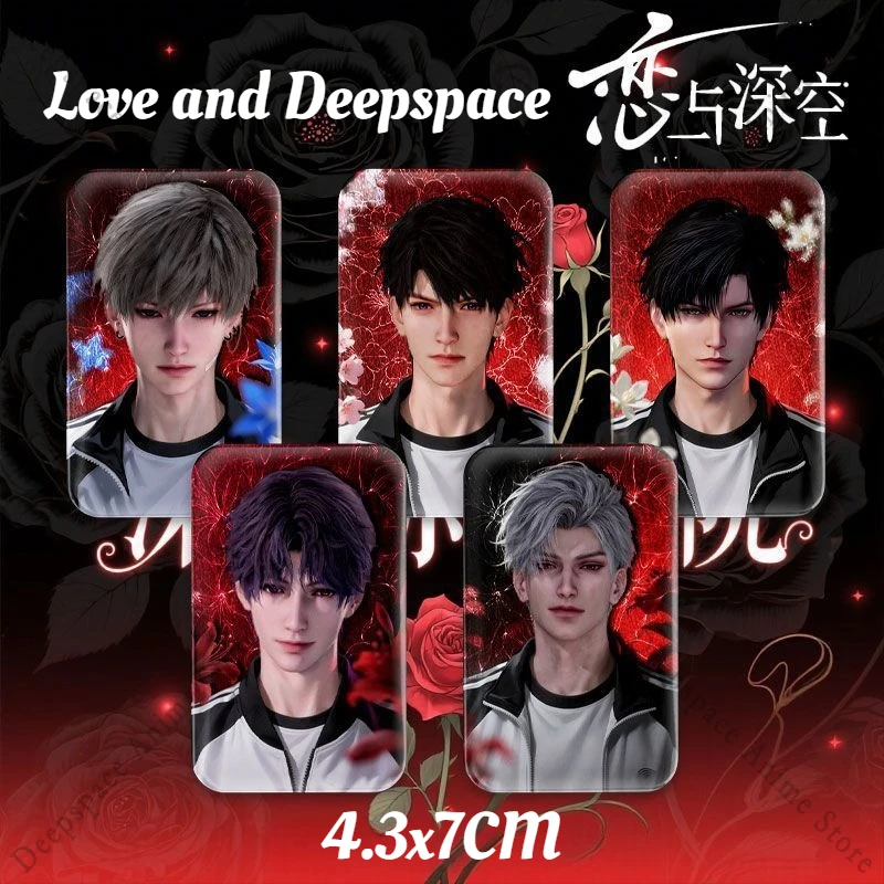 Game Love and Deepspace Sylus Caleb Xavier Zayne Rafayel Cute Anime Fox+Ski Rectangular Badge Brooch Backpack Decor Fans Gifts