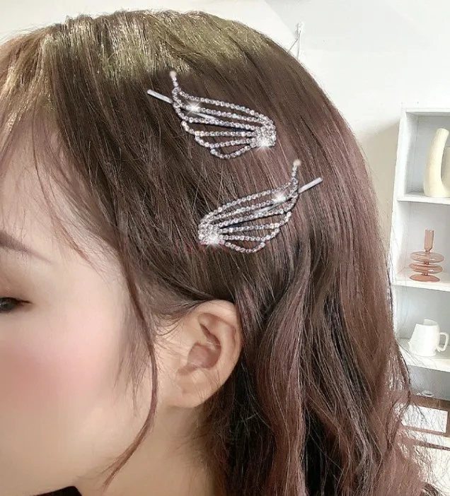 Shining Rhinestone Angel Wings Hairpin Temperament Girl Side Hairpin