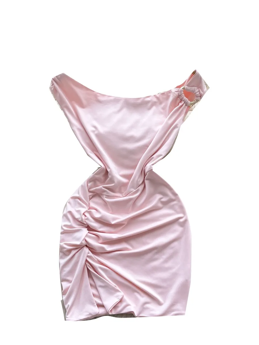 Foamlina verão plissado fino ajuste amarrar fenda design bodycon menina quente mini vestido puro desejo estilo doce fora do ombro mini saia