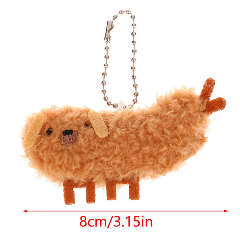 Cachorro de cangrejo frito, juguete de peluche, colgante de perro divertido, llavero de muñeco de peluche suave, mochila, bolsa de coche, llavero decorativo, regalo para niños