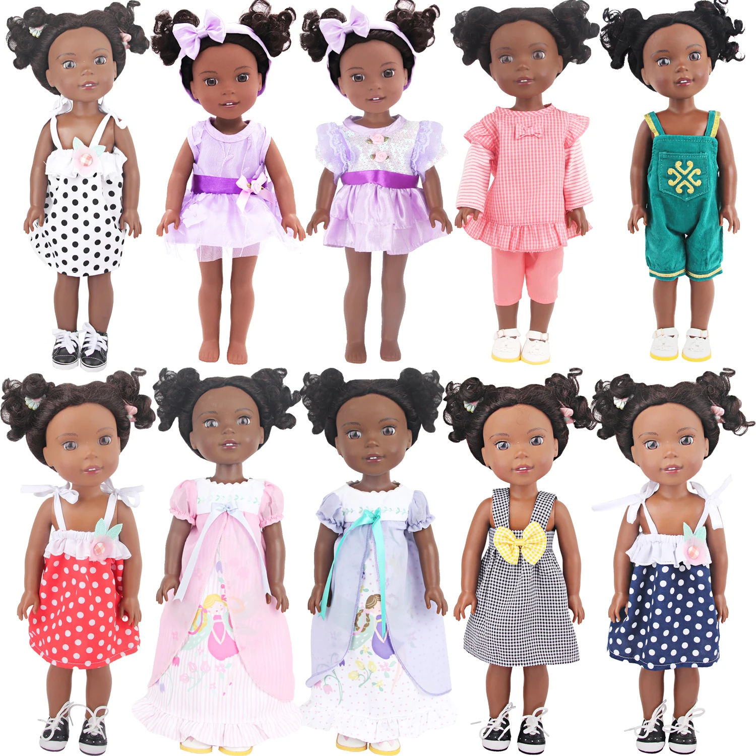 30-35cm Baby Girl Doll Clothes Bowknot Flower Princess Dress For 14-inch American Black Dolls For Nancy,Lisa,Paola Reina Dolls