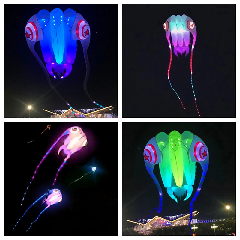 

free shipping led trilobites kite for adults kite flying fabric game waterproof ripstop nylon fabric kite for adults Flying toys