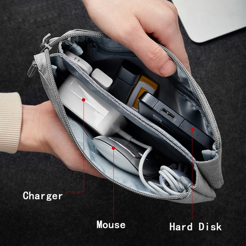 BOONA Dual Multifunctional Digital Accessory Storage Bag Electronic Accessories Organizer Pouch for Apple Power Supply Mouse view 3