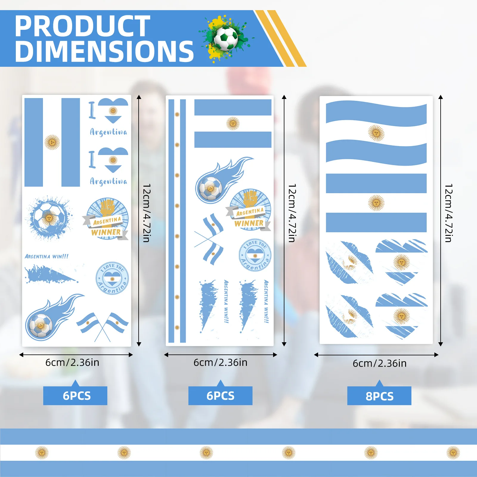 

Временные татуировки-наклейки с флагом страны 2026 года, водонепроницаемые, для спортивных мероприятий, праздников и вечеринок, 20 листов